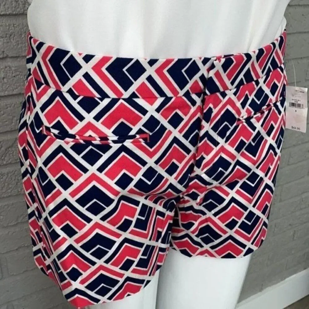 Gap Women Pink Blue White Clean Front Shorts Size 6